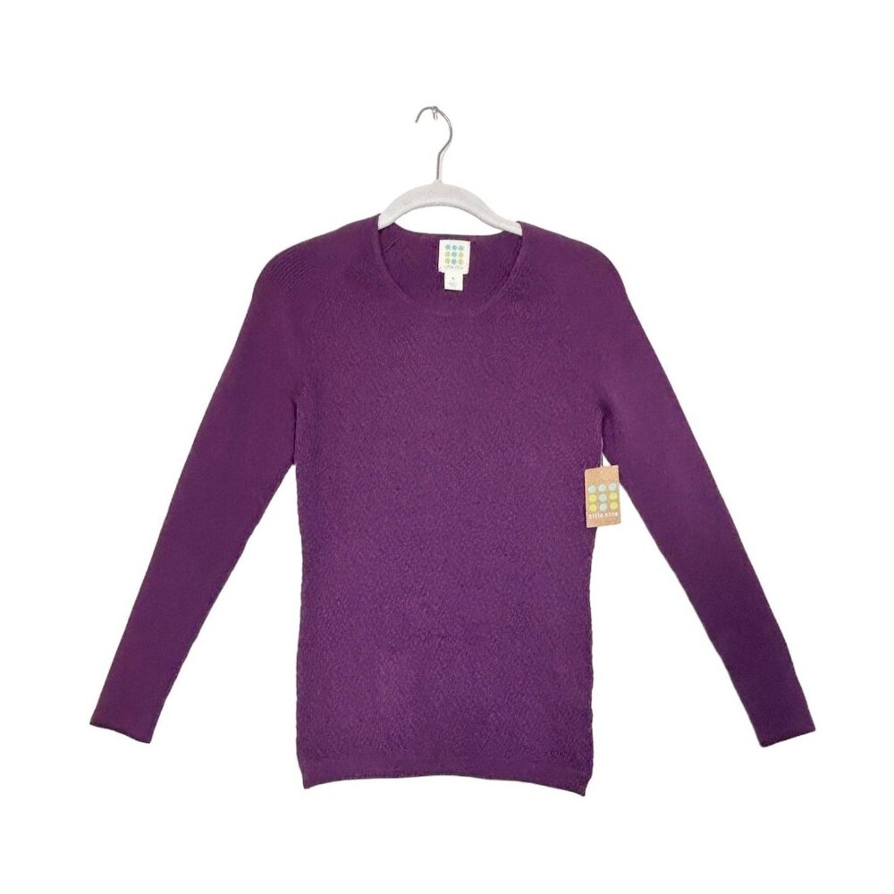 Title Nine Women's Textured Knit Long Sleeve Top in Purple - Sz M - NWT